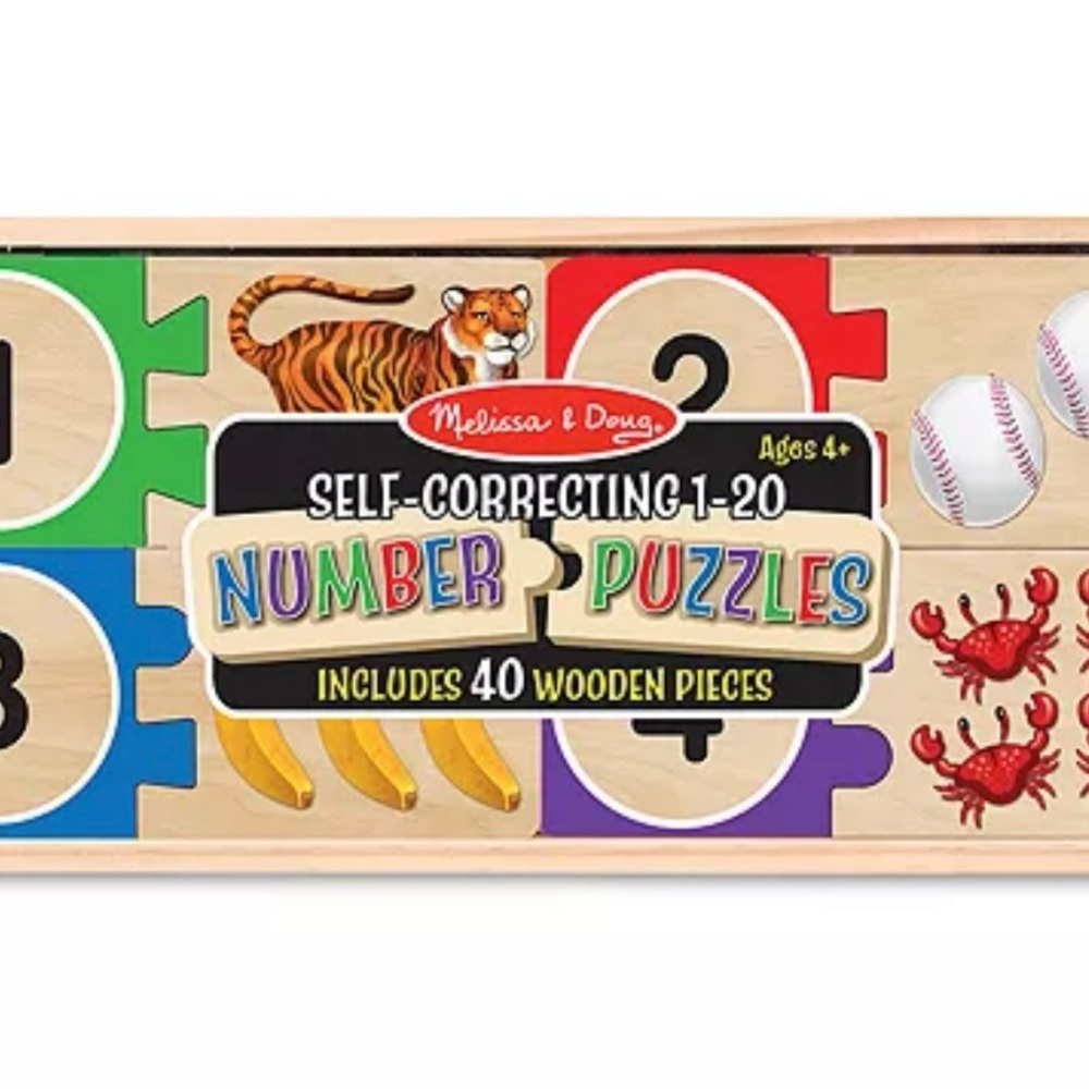 NIB MELISSA & DOUG Wooden Self-Correcting 1-20 Number Puzzle